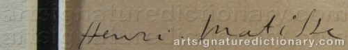 Signature by: MATISSE, Henri