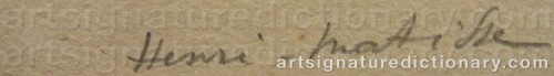 Signature by: MATISSE, Henri