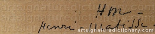 Signature by: MATISSE, Henri
