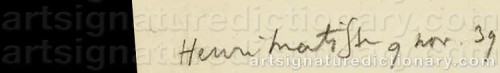 Signature by: MATISSE, Henri