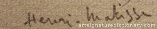 Signature by: MATISSE, Henri