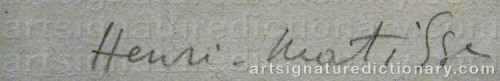 Signature by: MATISSE, Henri
