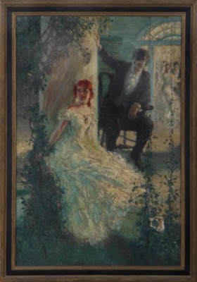 Man And Woman Outside A Party by John Harmon CASSEL - auction artwork with signature