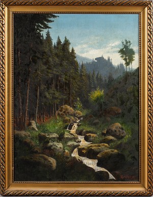 Alplandskap Med Fors by Karl LEITZEN - auction artwork with signature