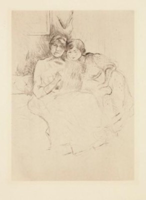 Berthe Morisot, Dessinant, Avec Sa Fille by Berthe MORISOT