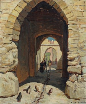 Le Porche De Saint Gilles by Gustave VIDAL
