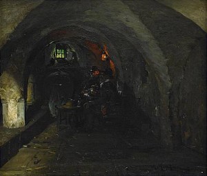 Dryckesbröder Sittande I Källarvalv by Anders MONTAN