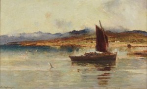 Fisherman In Mist by Henry BARCLAY - auction artwork with signature
