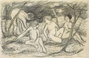 Vier Weibliche Akte In Einer Landschaft by Franz MARC