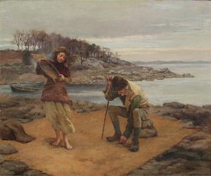 Man Och Flicka På Strand by Howard HELMICK - auction artwork with signature