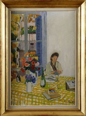 Ateljinteriör Med Gul Duk by Knut GRUVA - auction artwork with signature