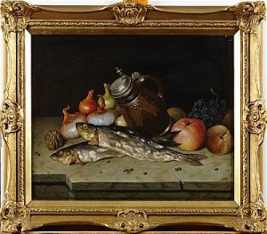 Nature Morte Med Fiskar, Frukt Och Krus by Matthias Rudolph TOMA