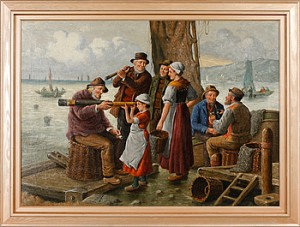 Sällskap På Kaj by F. Wilhelm GIESSEL - auction artwork with signature