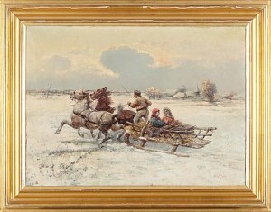 Slädekipage I Vinterlandskap by A. RILSKY - auction artwork with signature