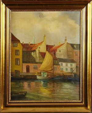 Hamnmotiv by Lars KLIIM - auction artwork with signature
