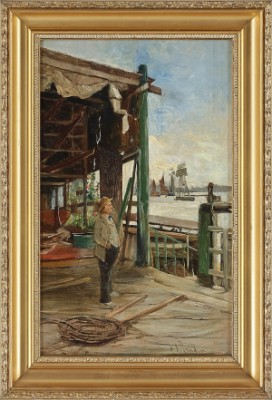 äldre Man Vid Fiskehamn by Charles James LAUDER