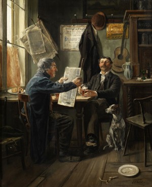 Zeitungslektüre Am Biertisch by Carl Friedrich SCHULZ - auction artwork with signature