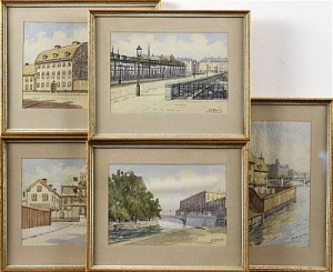 (5) Stockholmsmotiv by M. BORG - auction artwork with signature
