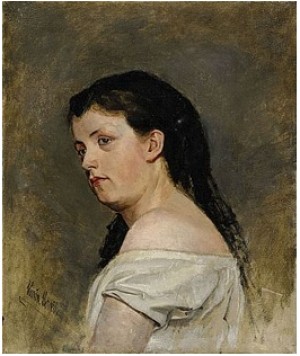 Flickporträtt by Karin BERGÖÖ - auction artwork with signature