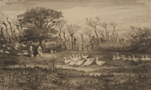 Les Oies (the Geese) by Félix Hilaire BUHOT - auction artwork with signature