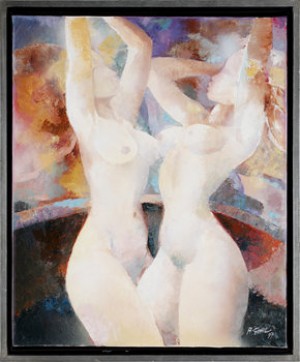 Modellstudie Av Två Kvinnor by Alexandre GUHL - auction artwork with signature