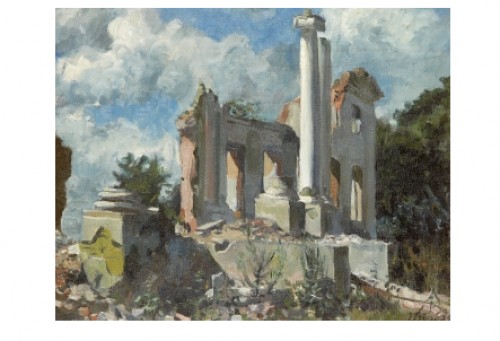 Ruins by Jekabs Eduardovich BINE - auction artwork with signature
