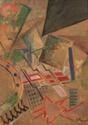 Kubistisk Stadsvy by Aleksei Alekseevich MORGUNOV - auction artwork with signature
