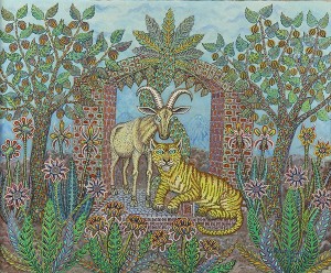 Antelope And Tiger by Jan PLASKOCINSKI - auction artwork with signature