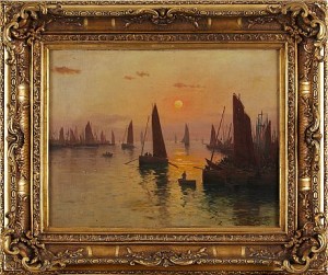 Kustvy Med Hamninlopp by Paul PHILIPPE - auction artwork with signature