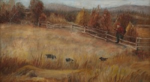 Self-portrait, Setters In The Field by Clarence Holbrook CARTER