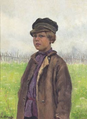Pojke På Blommande äng by Ivan Kuzmich FYODOROV - auction artwork with signature