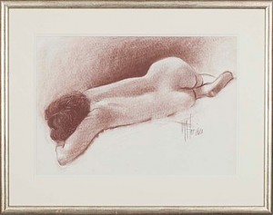 Motiv Av Liggande Kvinnlig Nakenmodell by Mark FLORIAN - auction artwork with signature