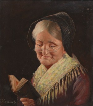 Portrait Of A Woman Reading A Book by Max KRAUSS - auction artwork with signature