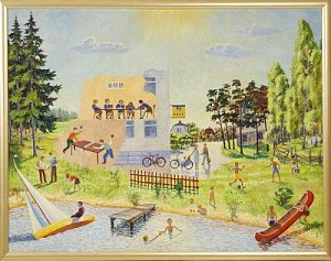 Badplats I Mälaren-hässelby by Tage OLSON - auction artwork with signature