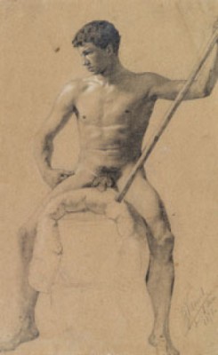 Seated Young Man by Gustav KLIMT