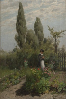 Woman In The Garden by John J. HAMMER - auction artwork with signature