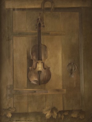 Violin Trompe L'oeil by Alexandre RABIN - auction artwork with signature