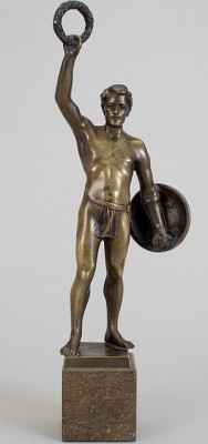 Föreställande Atlet Med Sköld Och Lagerkrans, På Marmorsockel by Hans KECK - auction artwork with signature