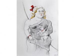 Zirkusfrau Mit Hund by Fernando BOTERO