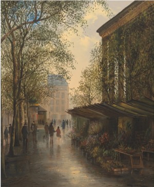 Flower Market by T. E. PENCKE - auction artwork with signature