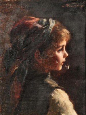 Portrait Of A Young Girl In Profile by Marie ‘Mizzi’ WUNSCH