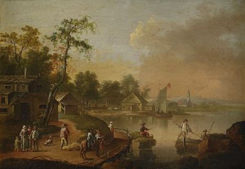 Pastoralt Kustlandskap Med Figurstaffage by Johan Philip KORN