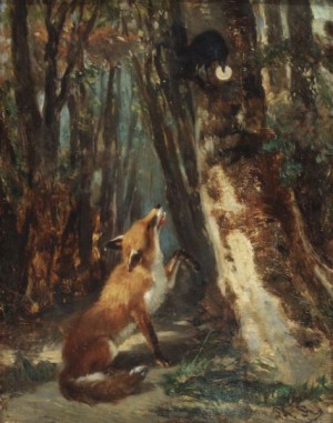 The Fox And The Raven by Philippe ROUSSEAU - auction artwork with signature