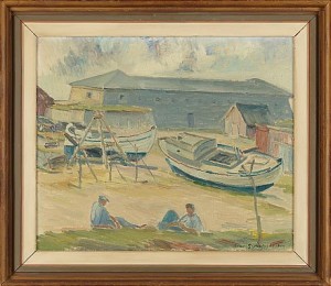 Båtvarv by Ivar GUSTAFSSON - auction artwork with signature