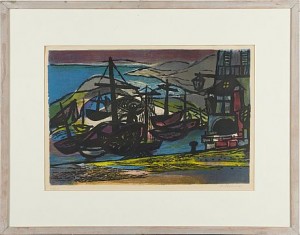 Fishing Harbour by Edvin Ferdinand GROSSHARDT - auction artwork with signature