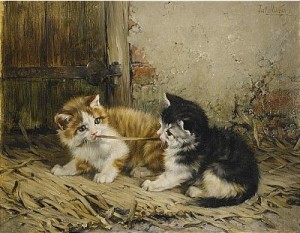 Lekande Kattungar by Julius The Younger ADAM