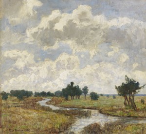 Sonnig-wolkiger Himmel über Moorigen Wiesen Mit Bachlauf by Paul BAUM