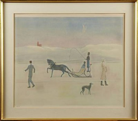 Vintermotiv Med Slädparti by Einar JOLIN
