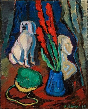 Stilleben Med Porslinshund by Agnes CLEVE