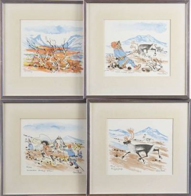 Renar Och Samer På Fjället (4) by Lars (Sami Artist) PIRAK